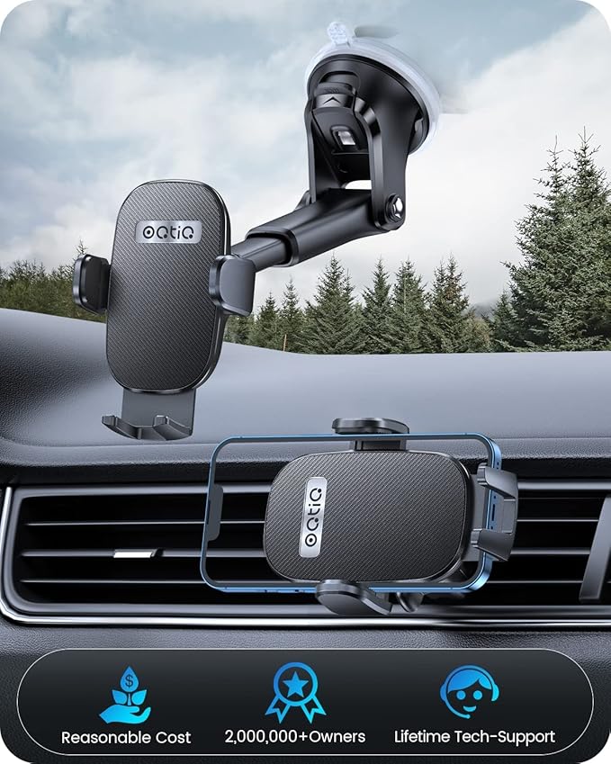 OQTIQ 3-in-1 Car Phone Mount – Dashboard, Windshield & Air Vent Holder - Image 7