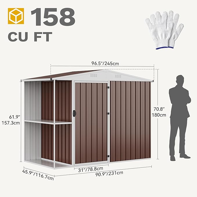 DWVO 8 x 4 ft Outdoor Storage Shed - Image 9