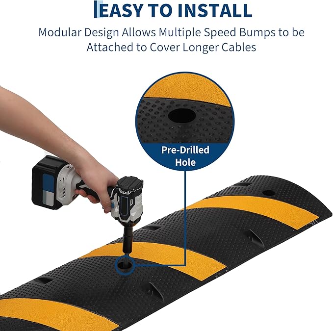 4 PCS 6FT Speed Bumps Wite End for Road, Heavy-Duty 25, 000 lbs Capacity - Image 6