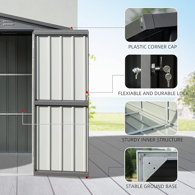 Domi Outdoor Storage Shed 6.5' x 4.2', Metal Waterproof Tool Shed Utility - Image 2