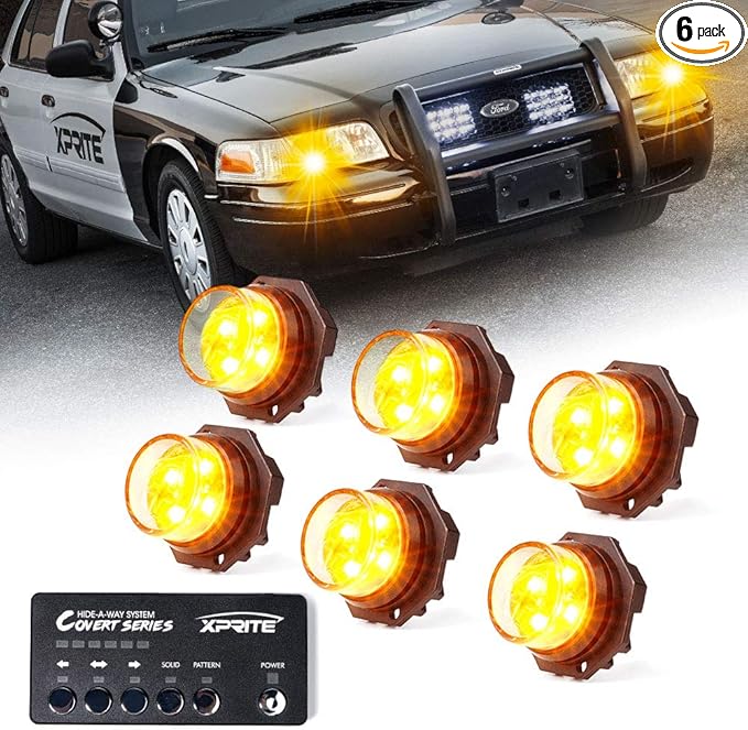 Xprite Amber LED Hideaway Strobe Lights Kit 20 Flashing Patterns w/Control by XPRITE