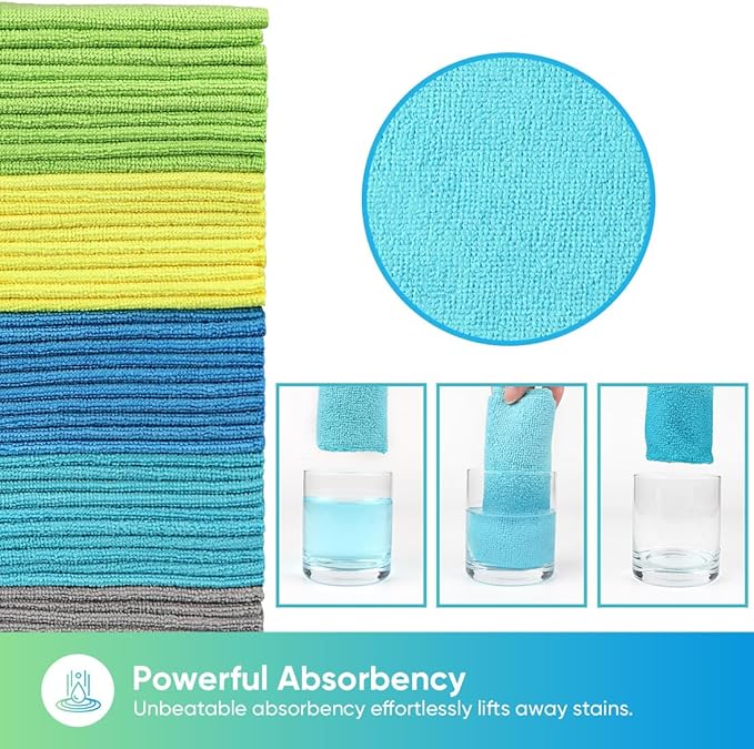 HOMEXCEL Microfiber Cleaning Cloths 100 Pack, Highly Absorbent Microfiber Towels - Image 3