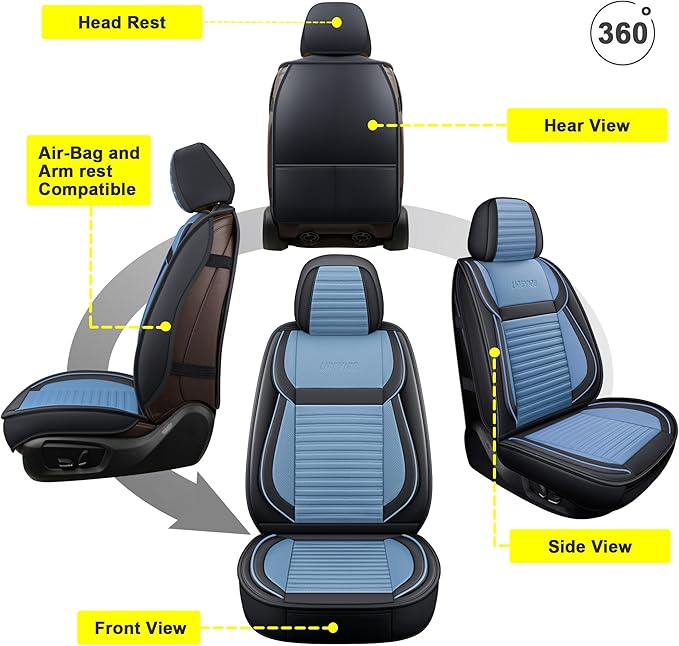 LINGVIDO Car Seat Covers, Breathable and Waterproof Faux Leather Automotive - Image 2