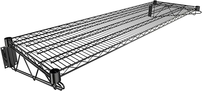 18" x 60" Black Epoxy Wire Wall Mount Shelf by Krollen+Industrial