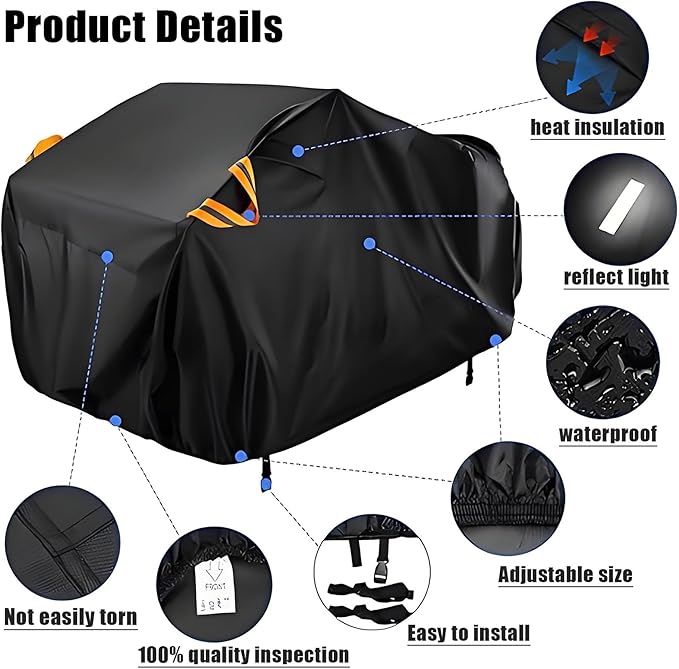 Car Cover 2-3 Seaters Outdoor Waterproof All-Weather Protection Outdoor Heavy - Image 2
