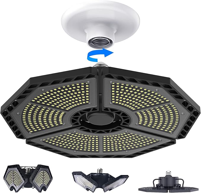 LED Garage Lights, 140W 18500 Lumens Garage Ceiling Lighting, 6000K Daylight by KERNOWO