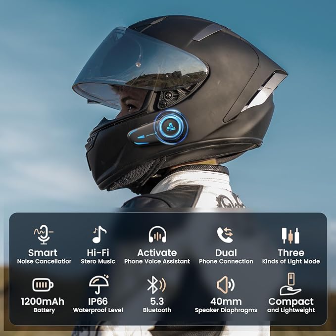 1200mAh Motorcycle Helmet Bluetooth Headset - Image 8