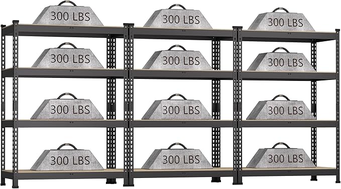 3 Packs 36" W x 16" D x 55" H Adjustable Garage Storage Shelves by BuxWellBang
