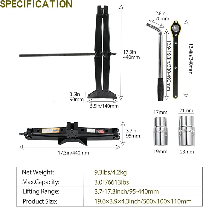 Scissor Jack Car Jack Kit 3 Tons Universal Tire Jack Changing Kit - Image 5