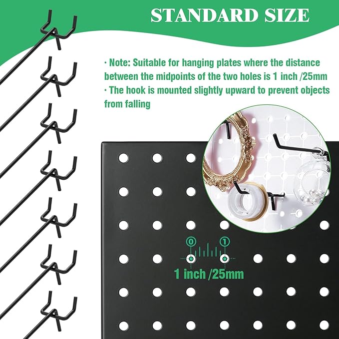 60Pcs 2" 4" 6" 8" Pegboard Hooks Assortment Set, Metal Peg Board Hooks - Image 5