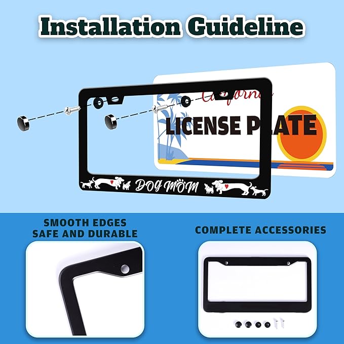 Dog Mom License Plate Frame Cute Animal License Plate Holder - Image 4