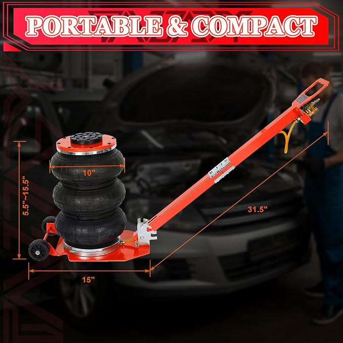 3T Triple Bag Air Jack 6600lbs Pneumatic Jack 3s Fast Lift Up 16in Airbag Jack - Image 7