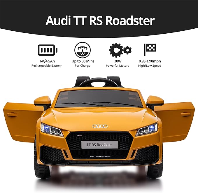 Electric Car for Kids, Licensed Audi 6V Kids Ride on Car Toy for Toddlers - Image 3