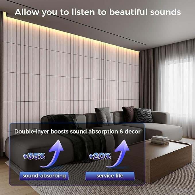 6 Pack Large Soundproof Wall Panels, 1.2lb/ft³ High Density, Thicker 0.47in - Image 5