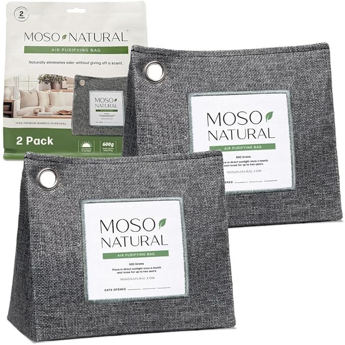 Moso Natural Air Purifying Bag 600g, Premium Bamboo Charcoal Odor Absorber by MosoNatural