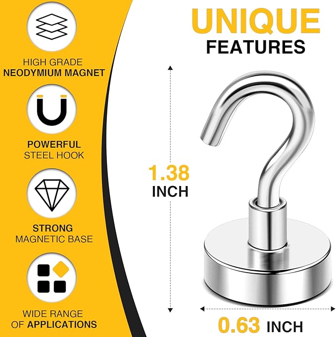 DIYMAG Magnetic Hooks for Refrigerator, Extra Strong Cruise Hook, Heavy Duty - Image 4