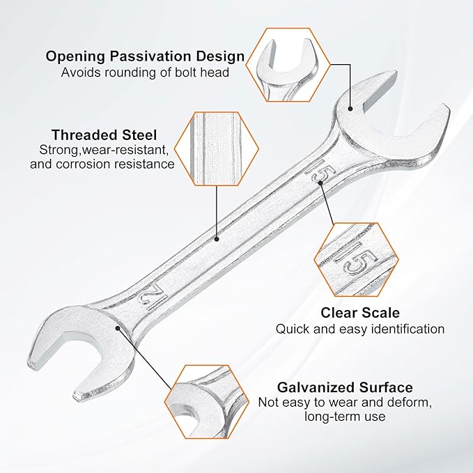 HARFINGTON Double Open End Wrench 12mm x 15mm Metric 15 Degree Offset Angle - Image 4