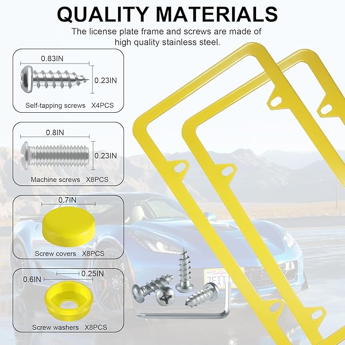 LivTee 4 Holes Stainless Steel License Plate Frames, Automotive Exterior - Image 4