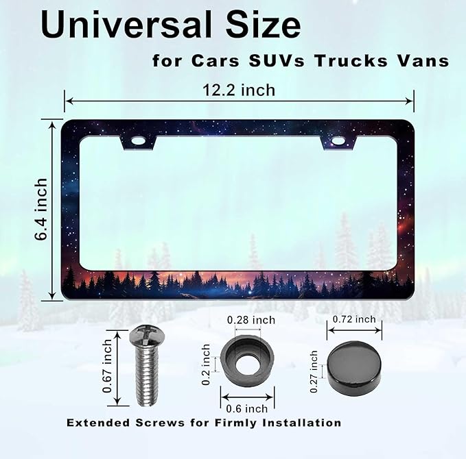 Galaxy License Plate Frame for Women Men 2 Pack-Heavy Duty Rustproof Aluminum - Image 4