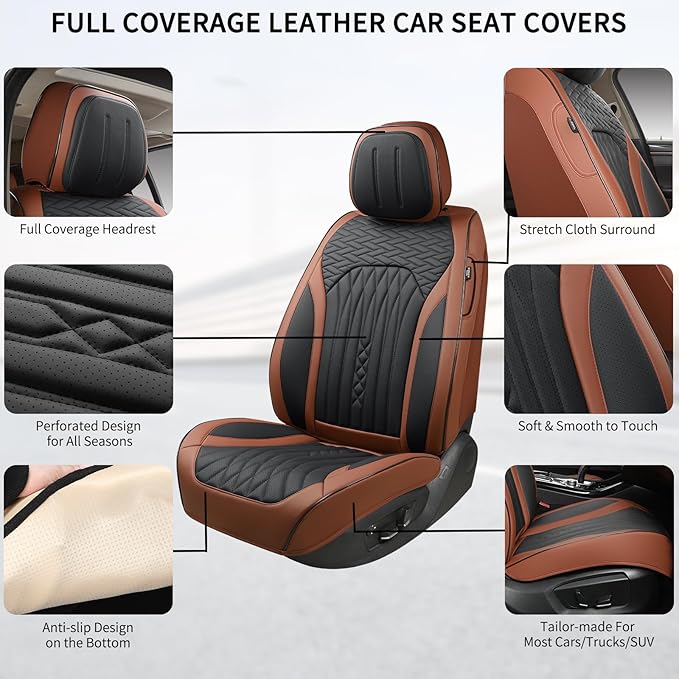 Car Seat Covers Full Set, Leather Seat Covers - Image 2