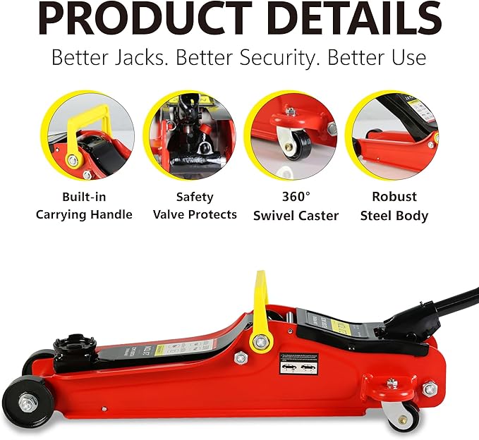 4 Piece Car Truck Floor Jack Service, Hydraulic Trolley Floor Jack & Jack - Image 6