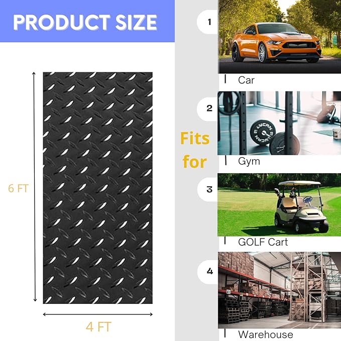 4X6 FT Garage Floor Mat， 2.5 Inch Thickened Diamond Plate Flooring Roll - Image 6