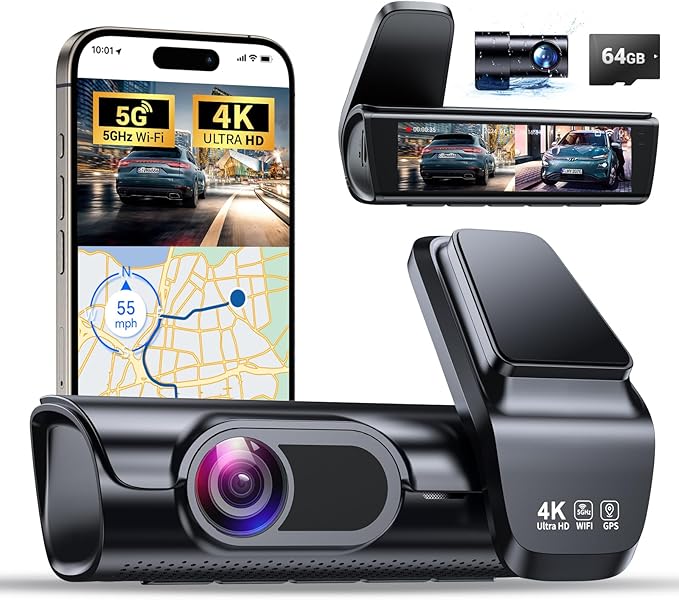 K600 4k Dash Cam Front and Rear, 3.59" IPS Screen, Built-in GPS 5G WiFi Dash by OVAMAN