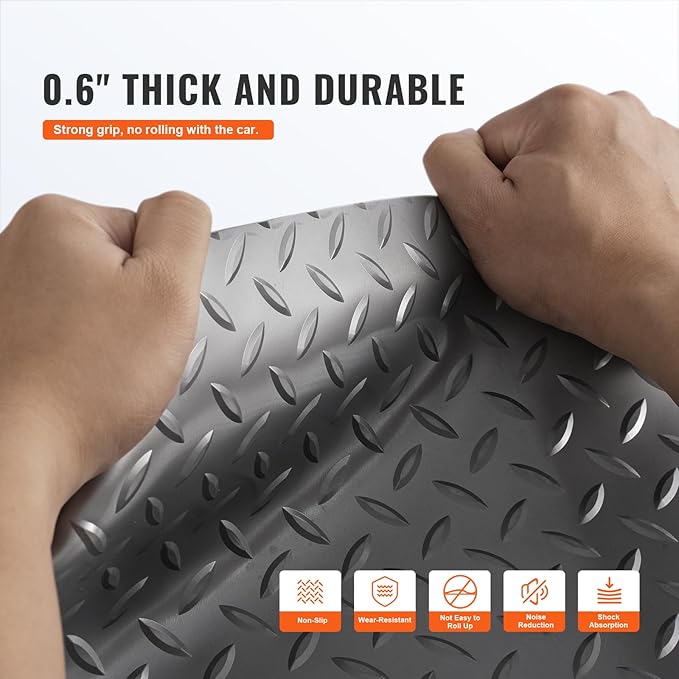 VEVOR Garage Floor Mat, 19 x 4.9 FT PVC Garage Flooring Roll, Non-Slip Diamond - Image 3
