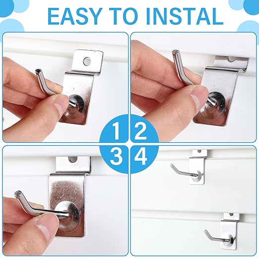 Moxweyeni 100 Pcs Heavy Duty Slatwall Panel Hooks Hanging Metal Slat Wall - Image 4