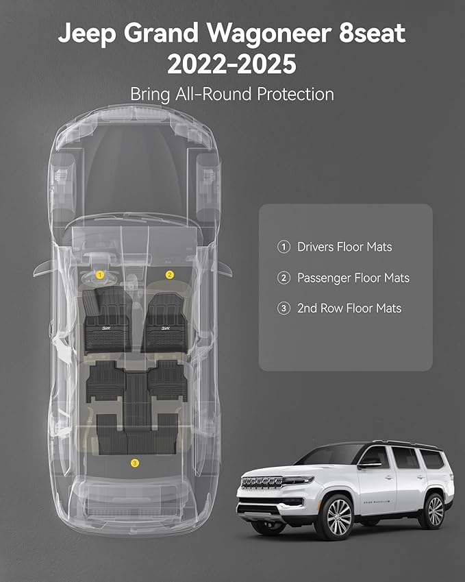 3W Floor Mats Fit for Jeep Grand Wagoneer/Grand Wagoneer L 2022 2023 2024 2025 - Image 2