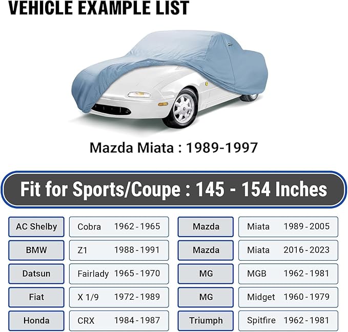 iCarCover 18-Layer Car Cover Waterproof All Weather, UV Protection, Miata MX-5 - Image 4