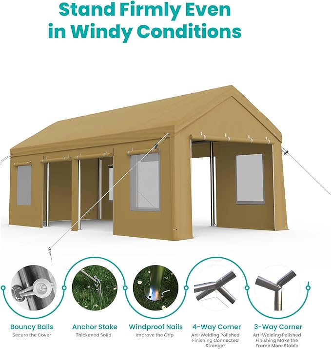 13x25ft Carport, Heavy Duty Carport - Image 3