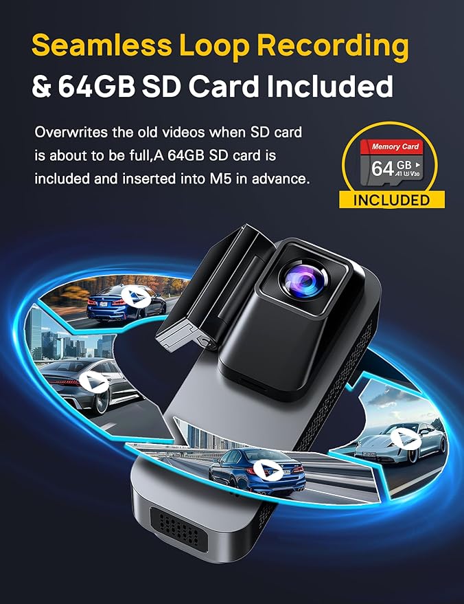 3 Channel 4K Dash Cam Front and Rear Inside, Built-in 5G WiFi, 4K+1080P+1080P - Image 4