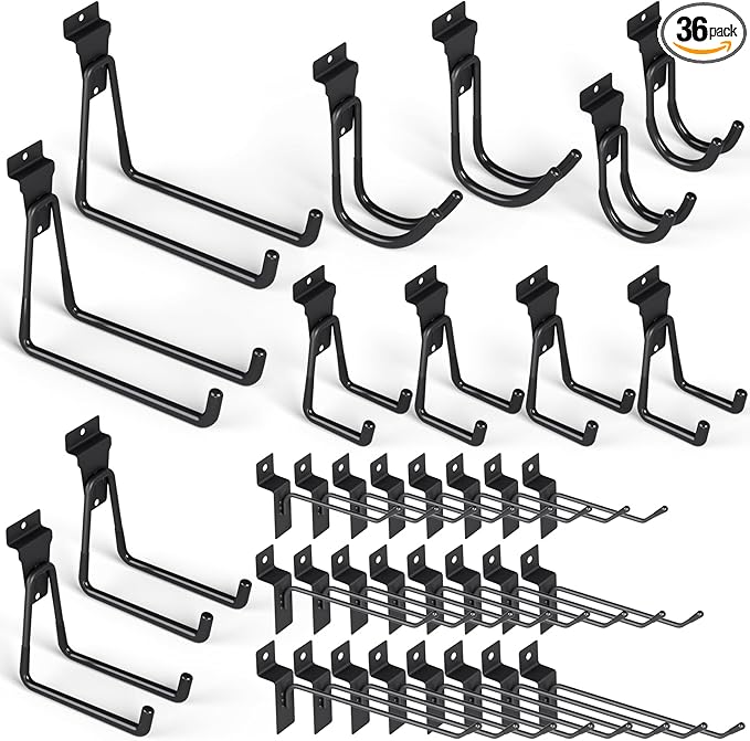 INCLY 36 Pack Heavy Duty Slatwall Hooks, Slat Wall Hanging Hooks and Hangers by INCLY