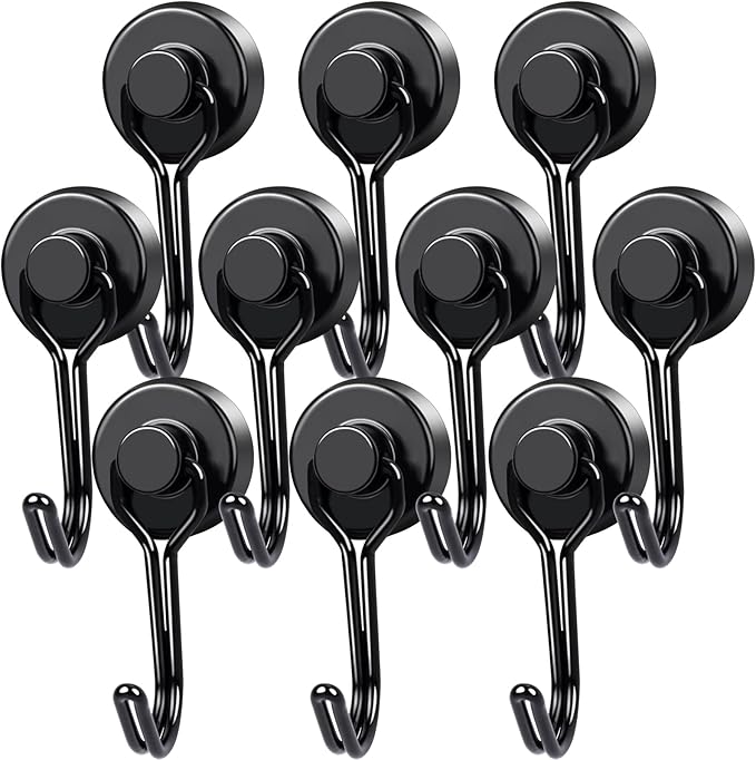 MIKEDE Magnetic Hooks, 40Lbs Heavy Duty Neodymium Magnet Hooks Black Magnetic by MIKEDE