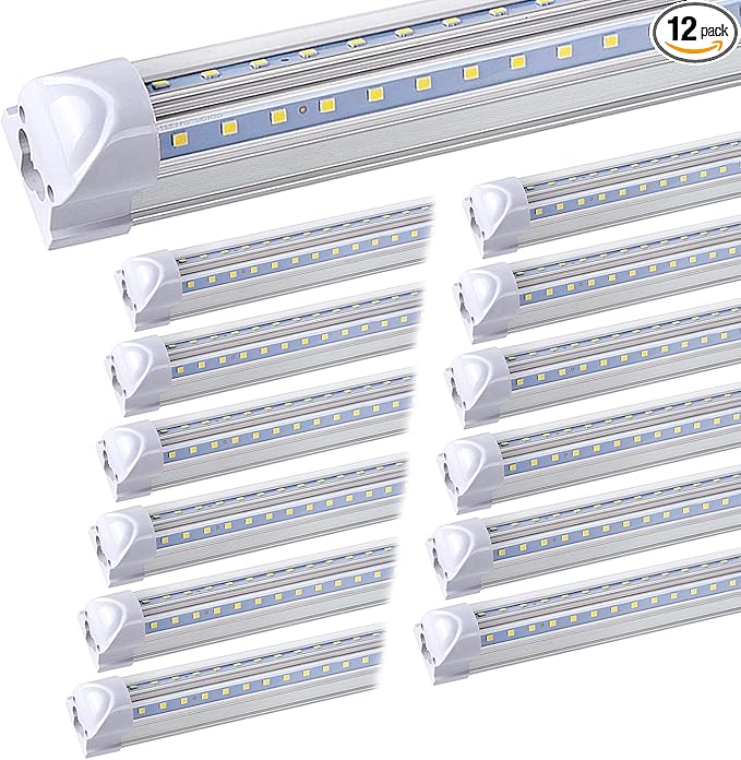 8ft LED Shop Light Fixture, 100W 15000LM 6000K, Cold White, V Shape, Hight by DOUYIDOUBEST-LEDLIGHTING
