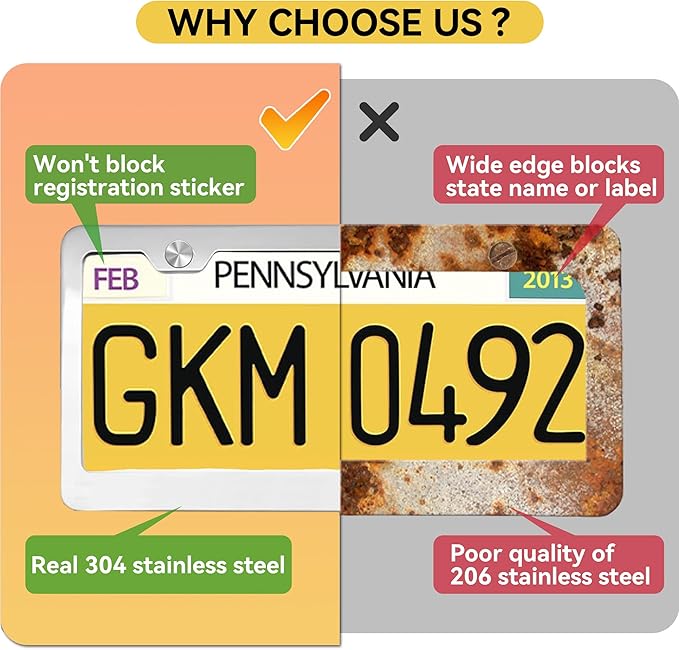 Mirror Polished Heavy Duty Stainless Steel License Plate Frame - Image 4