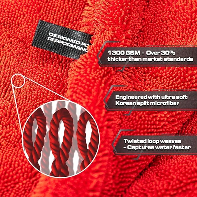 Blackline Car Drying Towel - 2ft x 3ft XL-Popular Pick Among Detailing Pros - - Image 3