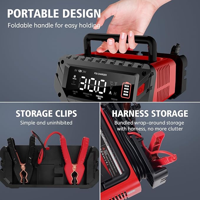 30-Amp Car Battery Charger, 6V/12V/24V Smart Automatic Automotive Charger - Image 5