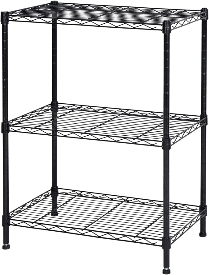 Homeiju 3-Shelf Storage Rack, Adjustable Height Metal Shelving Unit, Heavy Duty by Homeiju