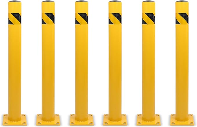 BISupply Safety Bollard Post Parking Barrier 6 Pack - 42in Yellow Pipe Bolt by BISupply