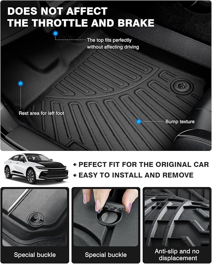 Powerty Floor Mats for 2023 2024 2025 Toyota Crown Accessories All Weather - Image 4