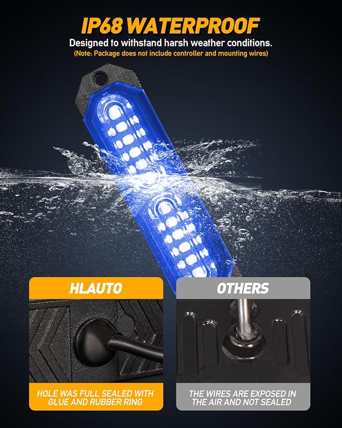 HLauto 1200T Emergency Strobe Grille Lights: 8pcs 12 LED Sync Feature Safety - Image 4