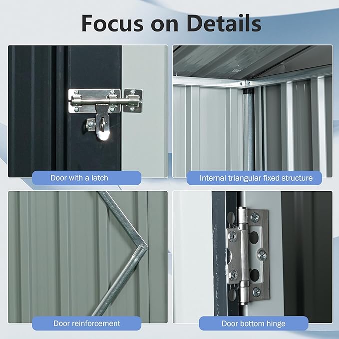 Metal 5x3 FT Garden Storage Shed, Outdoor Small Shed - Image 5