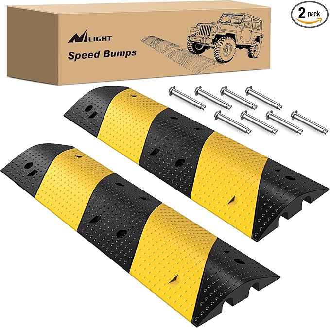 Nilight Rubber Speed Bump, 39.3" Heavy Duty 2 Channel Cable Protector Speed by Nilight