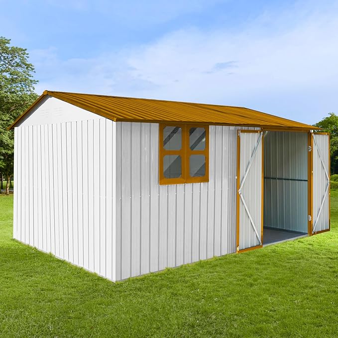 10x12 FT Outdoor Storage Shed, Large Metal Garden Shed - Image 7