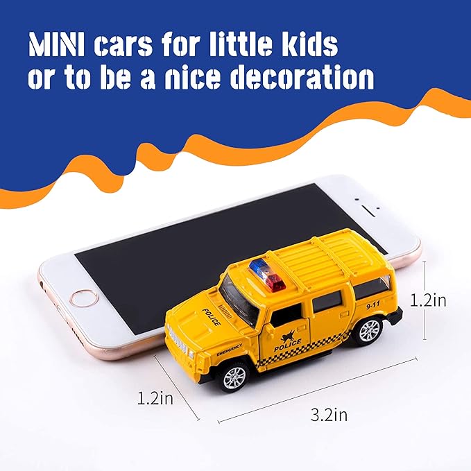 KIDAMI Die Cast Metal Little Toy Cars Set of 5, Openable Doors Pull Back Car - Image 5
