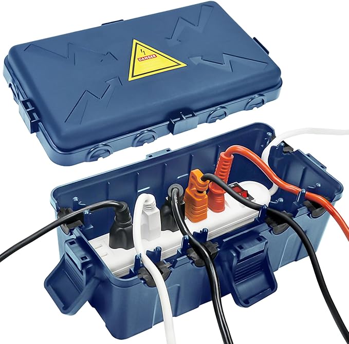 Hrensaw Medium Outdoor Electrical Box, Weatherproof Connection Box w/6 Cable by Hrensaw
