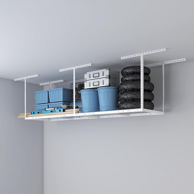 2ftx8ft Overhead Garage Storage Rack, Heavy-Duty Metal Garage Ceiling Storage by eShelf