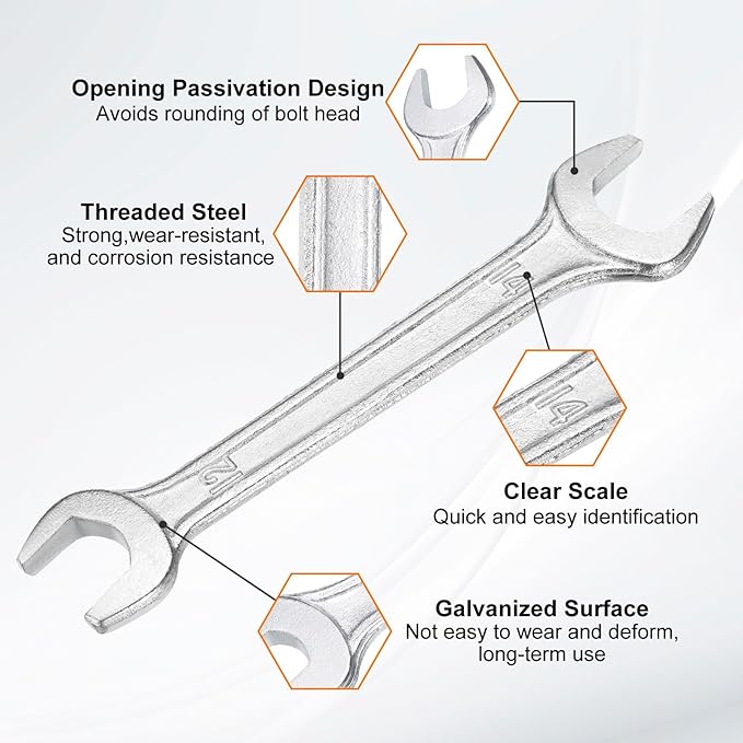 HARFINGTON 5pcs Double Open End Wrench 12mm x 14mm Metric 15 Degree Offset - Image 4